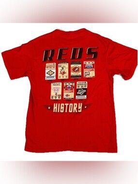 Majestic Cincinnati Reds History Graphic T Shirt sz S SMALL Red Unisex MLB